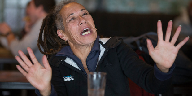 Steven Adam's former coach and guardian Blossom Cameron reacting while watching the NBA playoffs. Photo / Mark Mitchell