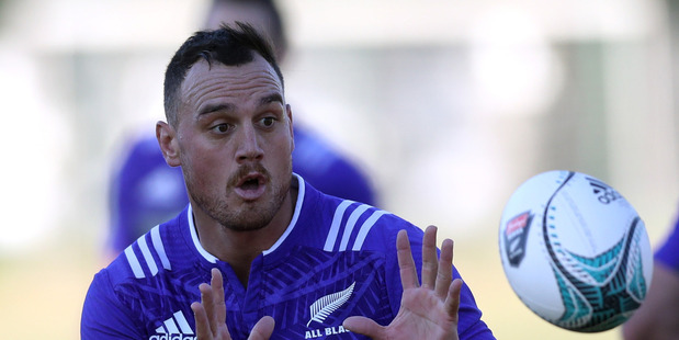 Israel Dagg of the All Blacks takes a pass during a New Zealand All Blacks training session at Dillworth College. Photo / Brett Phibbs