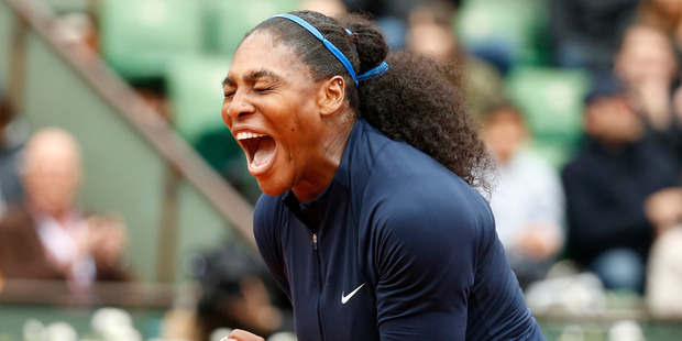 Serena Williams of the U.S. clenches her fist after scoring a point in the semifinal match of the French Open tennis tournament against Netherlands' Kiki Bertens. Photo / AP.