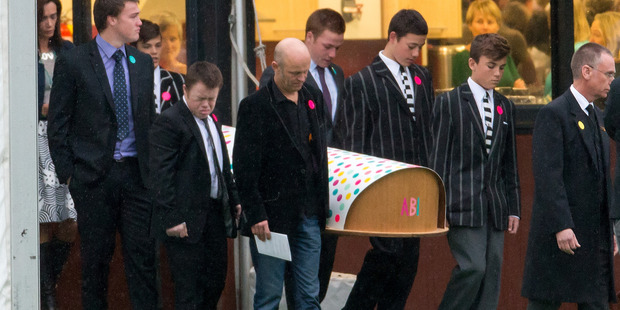 Funeral service for Abi Hone at Sumner School, after she was killed in a car crash along with her friend Ella Summerfield and Ella's mother Sally Summerfield. Photo / Supplied