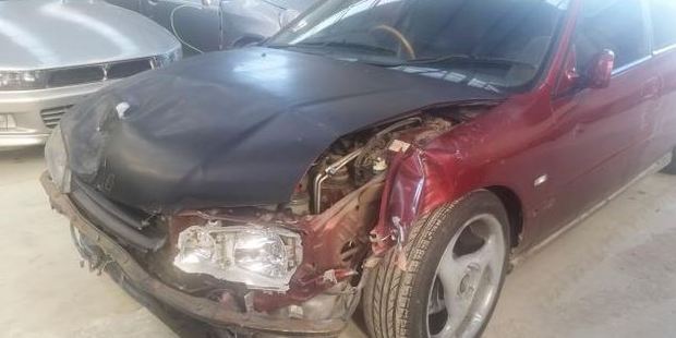 Police are seeking the driver of this car that collided with another after it was pursued by police today.