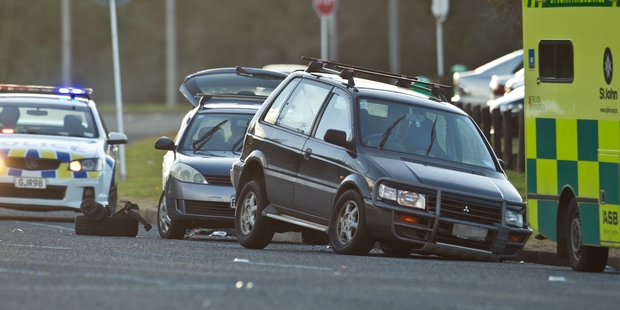 A car crash on Te Ngae Rd on Saturday afternoon. Photo / Stephen Parker