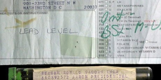 Ronald Reagan's blood for sale. Photo / PFC Auctions