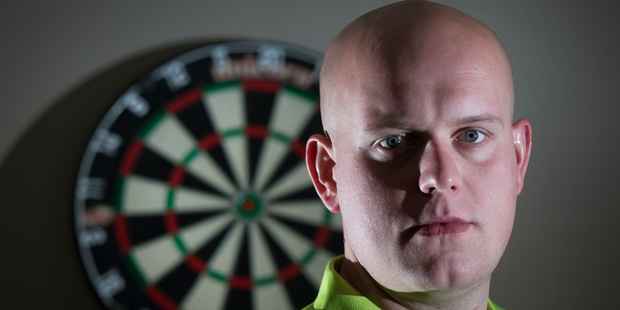 Michael van Gerwen says lots of practise is the secret to preparing for the worlds. Photo / Nick Reed