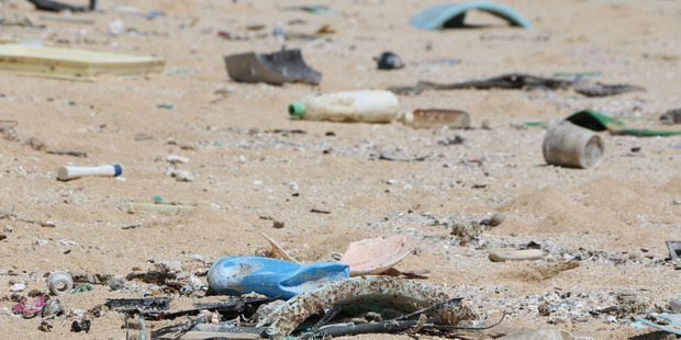 Ocean debris accumulates in Kahuku, Hawaii, on the North Shore of Oahu. Photo / AP
