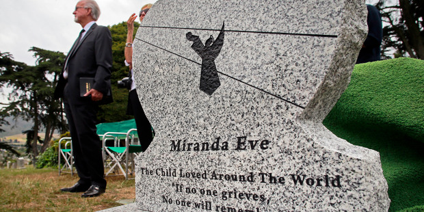The gravestone that marks the new grave of a 3-year-old girl, found last month buried in San Francisco, at Greenlawn Memorial Park Cemetery in Colma, California. Photo / AP