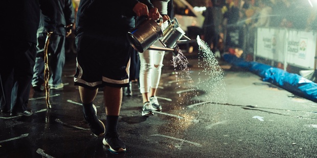 Charles and Janine Williams' artwork can only be seen when wet.
