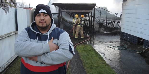 Aidan Teao pulled an elderly man from his burning house in Piopio Place. Photo / John van de Ven