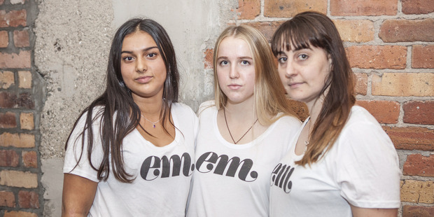 Kushali Tuinder, Sarah Letford and Eddy Royal at the launch of Em at Auckland's Q Theatre. Photo / Tess Nichol