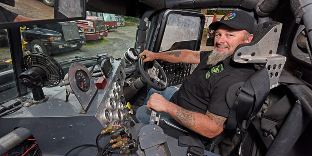 Steve Walling races a big black Mack truck as a hobby but has won Rookie of the Year in the 2016 season. Photo / George Novak