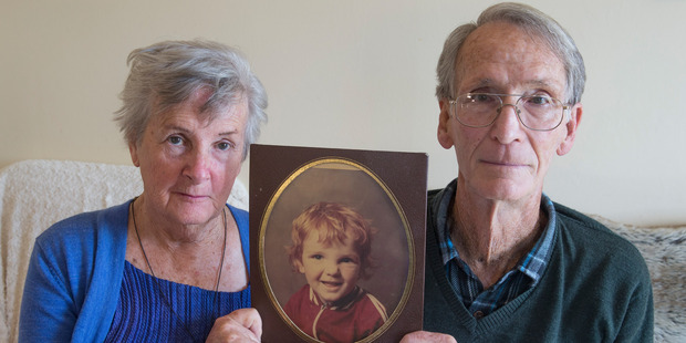 Dave and Marlena Peacock with a portrait of their son Ashley Peacock. Photo / Mark Mitchell
