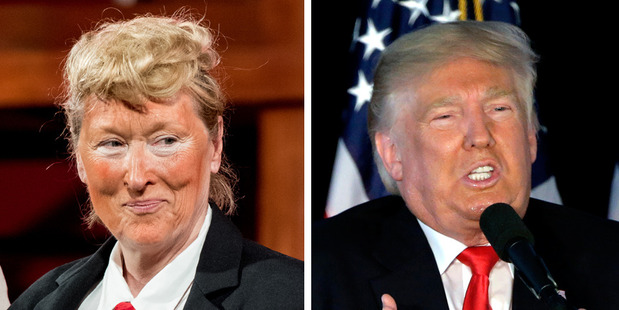 Actress Meryl Streep paints wears a fat suit and paints her face orange to play Donald Trump. Photo / Getty Images, AP