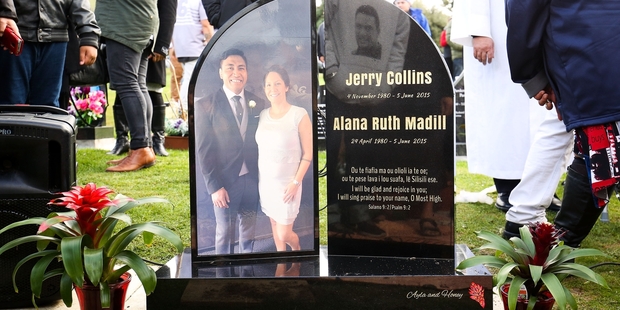 Family, friends and former team-mates gathered for the unveiling of the rugby star's headstone, on the eve of one-year anniversary of the pair's death in a car crash in France.