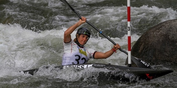 New Zealand kayaker Luuka Jones on her way to seventh in her first heat at the World Cup round in La Seu D'Urgell, Spain. Photo/Glenys Travers Photography