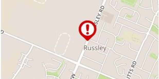 Southbound traffic is down to one land on Russley Rd.