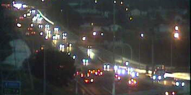 Traffic this morning on Auckland's Northwestern Motorway near Lincoln Rd. Photo / NZTA