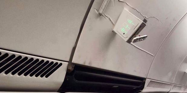Despite having damaged ceiling panels, the aircraft allegedly departed on a return flight six hours after landing. Photo / AlexinAir Twitter