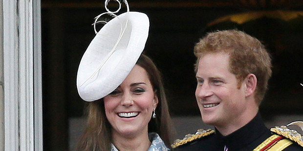 Kate and Harry share a moment together during the Trooping the Colour parade at Buckingham Palace. Photo / AP