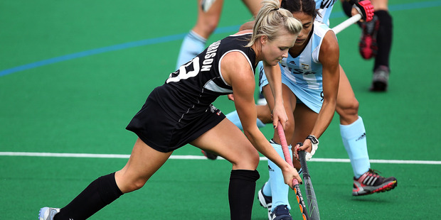 Charlotte Harrison attacks during the international test against Argentina. Photo / Getty Images