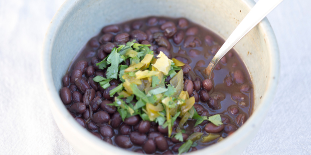 Jalapeno black beans. Photo / Michael Craig