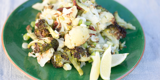 Charred cauliflower and broccoli salad. Photo / Michael Craig