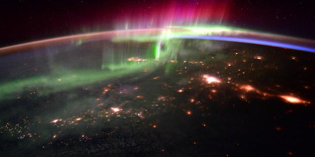 The Northern Lights from space. Photo / Tim Peake