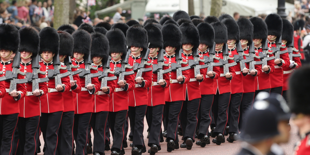Soldiers marching along The Mall in central London. Photo / AP