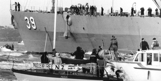 The United States nuclear powered warship Texas arrives in New Zealand, in August 1983. Photo / Herald Archive