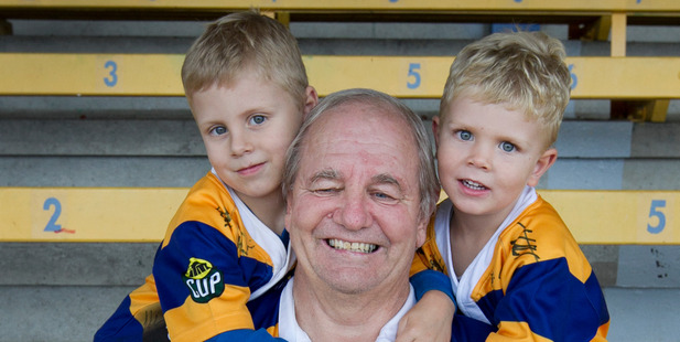 Greg Rowlands with his grandsons Flynn, 4, left, and Reid, 3. Photo / Alan Gibson