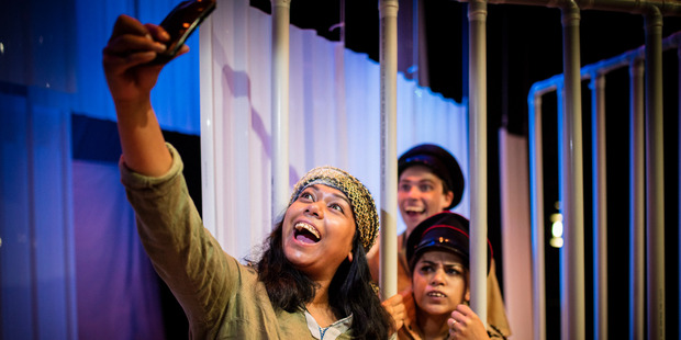 Vanessa Kumar, Nisha Madhan and Jonathon Price star in Indian Ink's latest production The Elephant Thief. Photo / Supplied