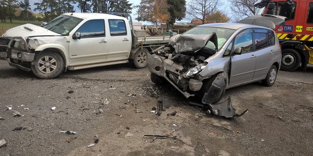The most serious crash happened nearby on Kokotau Rd about 11am, when a car and a ute collided head on outside the Parkvale Mushroom factory. Photo / Supplied
