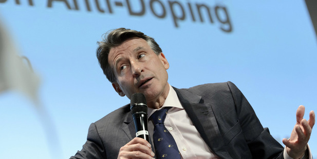 Lord Sebastian Coe speaks during the WADA Symposium for Anti-Doping Organizations in January. Photo / AP