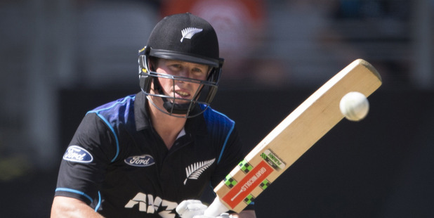 Henry Nicholls in action against Australia. Photo / Nick Reed