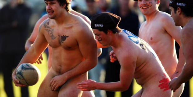 Brave souls bare it all for a nude rugby game in Dunedin. Photo / Getty