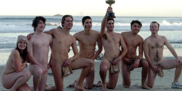 The country's premiere naked rugby team: The Nude Blacks. Photo / Getty