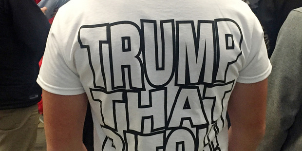 The T-shirt of an attendee at a Donald Trump rally in Pittsburgh in April. Photo / Jenna Johnson
