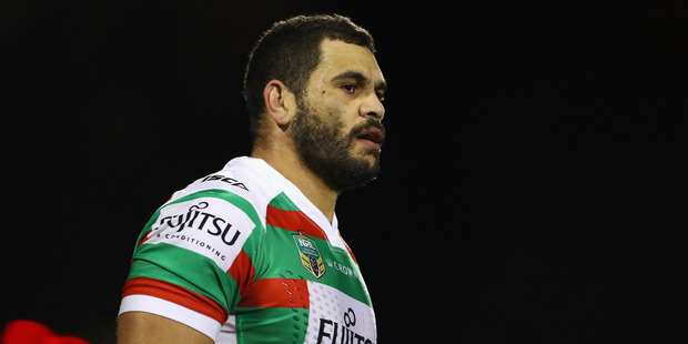 Greg Inglis of the Rabbitohs watches on during the round 16 NRL match between the Penrith Panthers and the South Sydney Rabbitohs. Photo / Getty Images