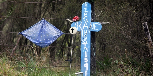 A cross remembering 17-year-old Kane Thomas O'Donovan, who was killed in a car crash at Mt Bruce in September 2013. PHOTO/FILE