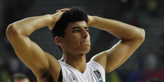 New Zealand's guard Tai Webster reacts against Lithuania. Photo / Getty Images