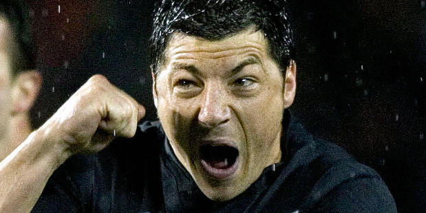 Byron Kelleher performs the haka with the All Blacks at Eden Park in 2007. Photo / Getty Images