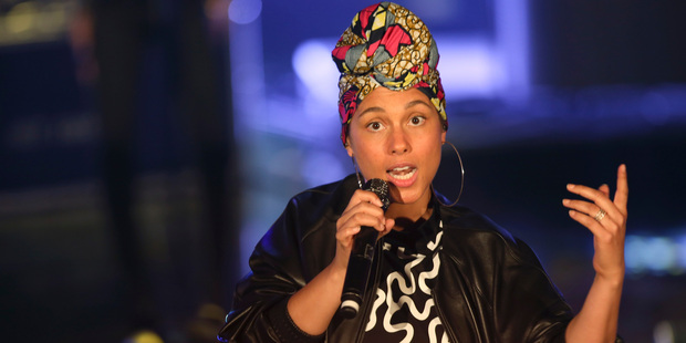 Singer Alicia Keys made her event phone free. Photo / AP