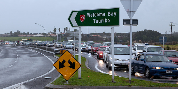 Traffic built up following the serious accident near Maungatapu Bridge. Photo / Andrew Warner
