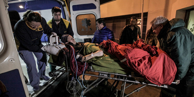 A worker from the U.S. South Pole Amundsen-Scott station arrives at a clinic in Punta Arenas, Chile. Photo / AP