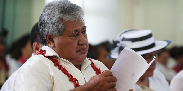 Samoan Prime Minister Tuilaepa Sailele Malielegaoi, pictured during a church service, is appalled by the local newspaper's recent front page. Photo / File