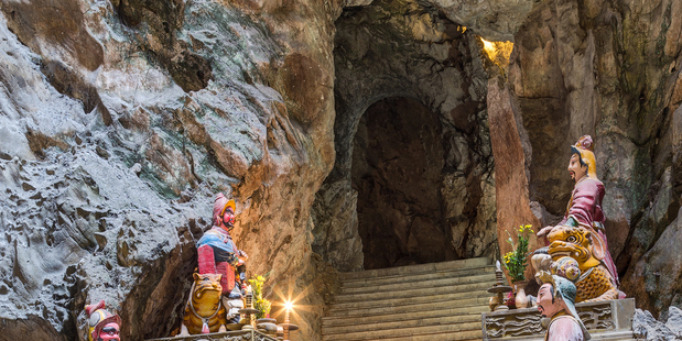 The Huyen Khong Cave with shrines on top of Marble Mountains. Photo / Getty Images