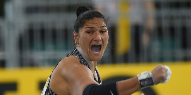 New Zealand's Valerie Adams competes in the Shot Put final at the IAAF World Indoor athletic championships in Portland, Oregon on March 19, 2016. Photo / Getty