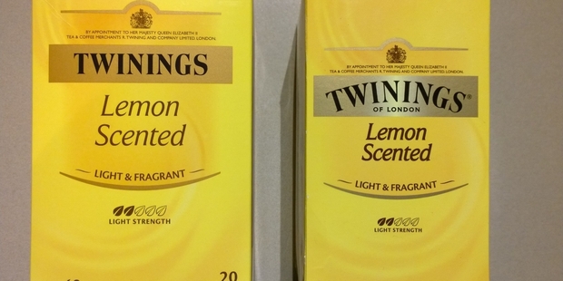 Kathy wonders what's with the new box of teabags (on left) which looks larger, but has 20 teabags rather than the 30 they have always held.