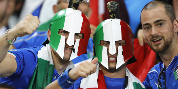 Italy supporters pose on the stands before the Euro 2016 Group E match between Italy and Republic of Ireland. photo / AP