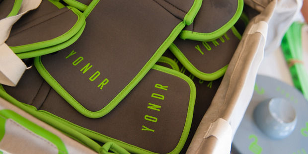 Yondr is a gray, rubbery pouch that locks your phone while in a certain place. Photo / Bahram Mark Sobhani