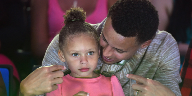 NBA player Stephen Curry and Riley Curry at the Nickelodeon Kids' Choice Sports Awards 2015. photo / Getty